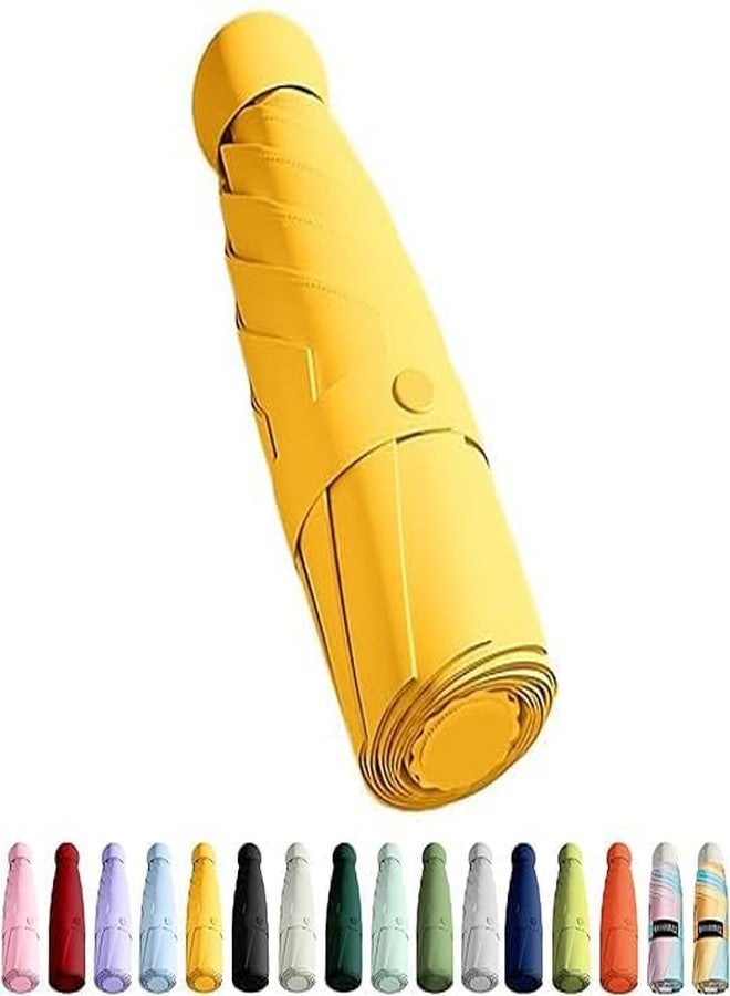 REXERA Mini Umbrella with Cover for Men & Women (Manual Open) Compact Travelling Umbrella, Polyester & UV Protection Fabric for Summer/Anti-Slip Handle- Use in Rain & Summer- 6 Frame (Yellow) - Image 1